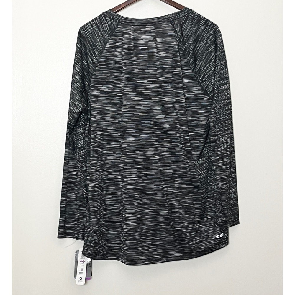 RBX Performance Womens 1X Space Dye V-Neck Long Sleeve Activewear Top X-Dri NWT - Picture 3 of 8
